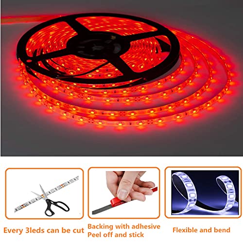 Boat LED Strip Lights 20ft Waterproof Marine Lighting for Night Fishing - Red