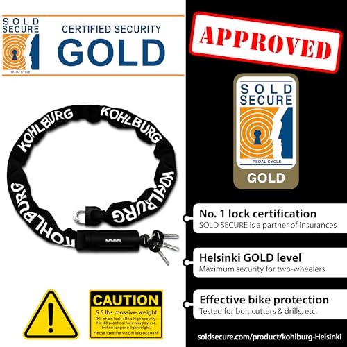 Heavy Duty Bike & Motorcycle Chain Lock 4ft Long, Sold Secure Gold
