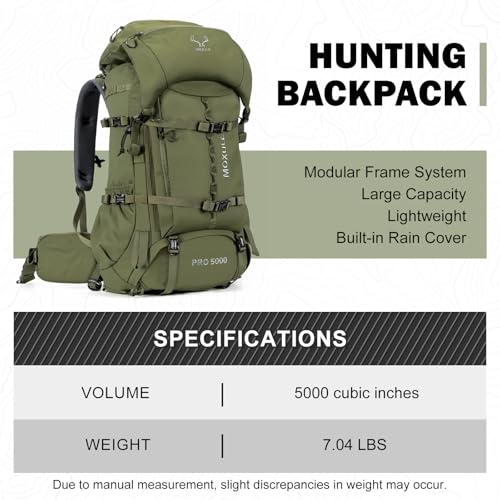 MOXULE Pro 5000 Frame Backpack 80L Green Hunting & Meat Hauler Pack