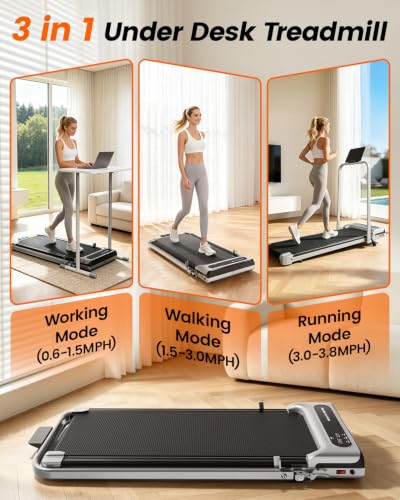 Folding Walking Pad Treadmill with Incline Handrail for Home Exercise 2.5HP