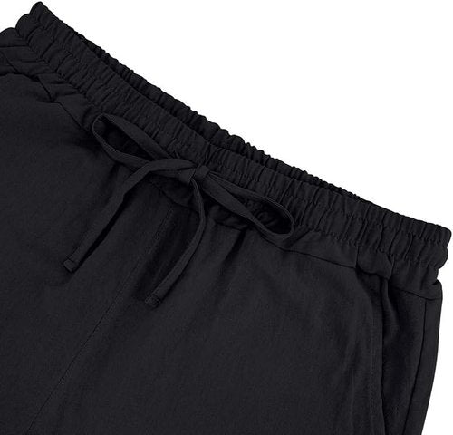 DMOYALA Men's Linen Shorts - Elastic Waist & Drawstring | Casual Summer Beach Bermuda Shorts with Pockets