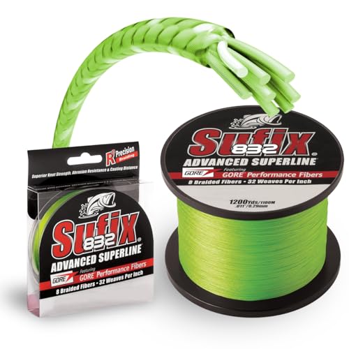 Sufix 832 Braid Fishing Line Neon Lime 10lb 150 Yards - High Strength & Abrasion Resistant