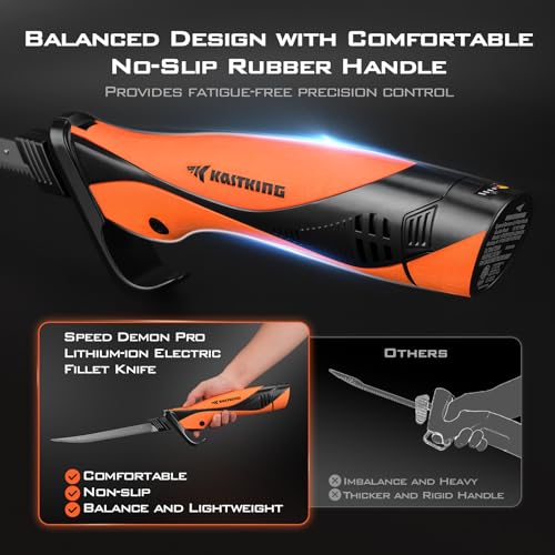 KastKing Speed Demon Pro Lithium Electric Fillet Knife - Angler Pack with 2 Blades & Battery