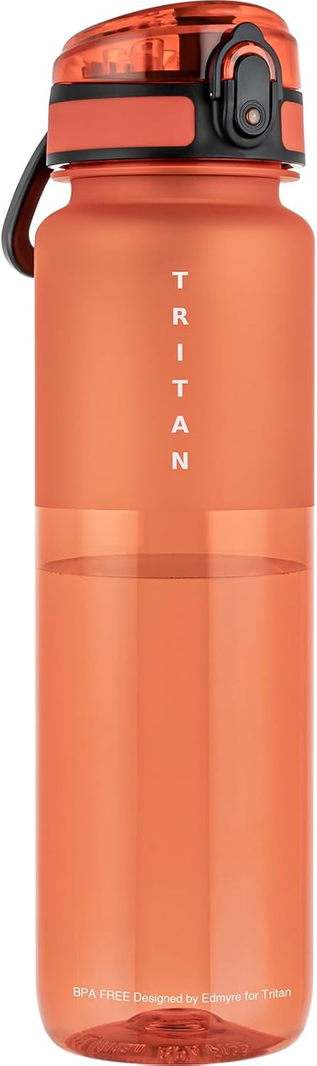 Skiennix 32oz Water Bottle - Leakproof Frosted Tritan with Chug Lid | Portable for Gym, Office, Travel (Red)