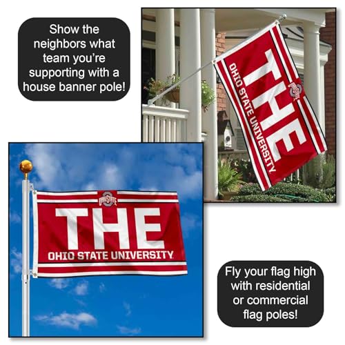 Ohio State University Flag - 3 x 5 ft Nylon Team Banner with Grommets