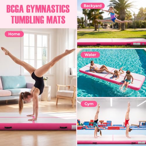Pink 10ft x 3.3ft x 4in Inflatable Gymnastics Air Track Tumbling Mat with Pump