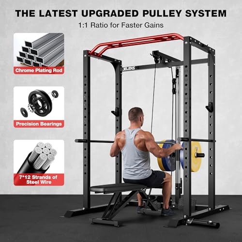 JELENS S11 Power Cage with 2000LB Capacity and Multi-Function Home Gym Rack