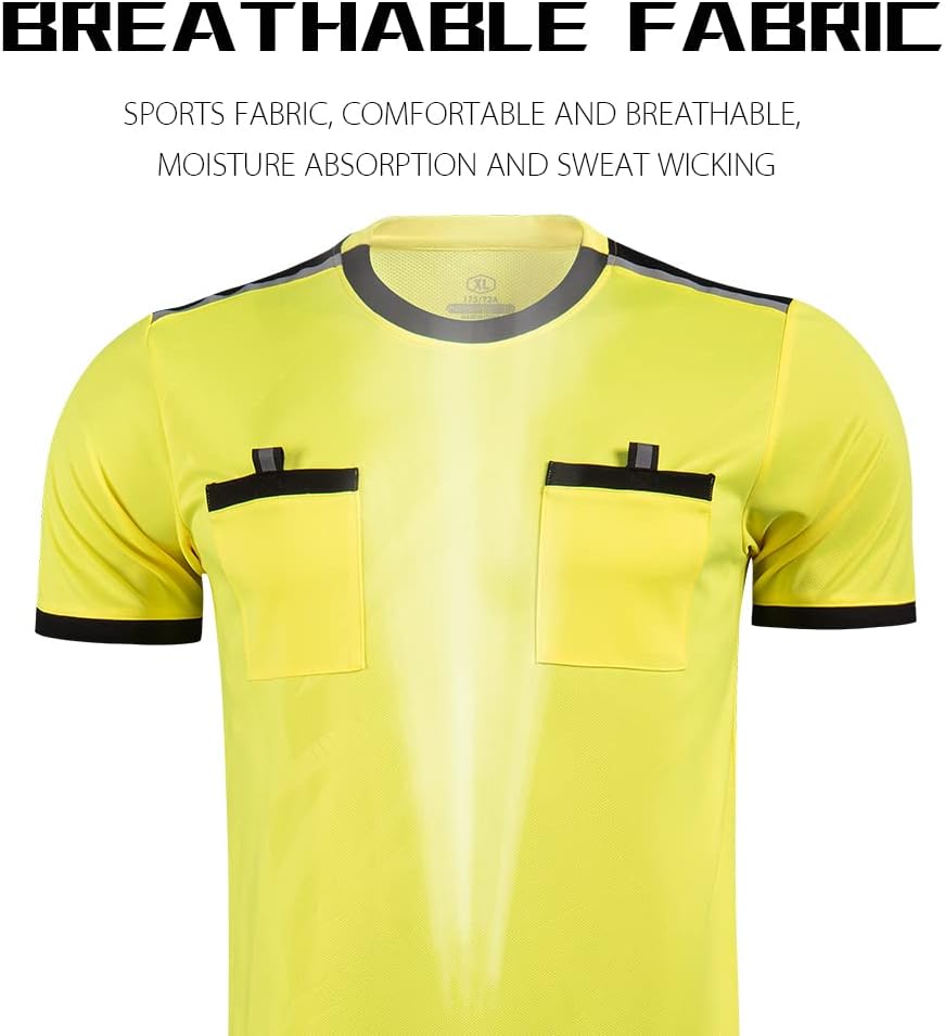 Skiennix Men's Soccer Referee Uniform - Short Sleeve Jersey with Matching Shorts | Professional Fit