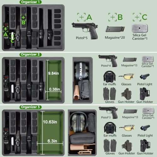 Turokacase 5-Handgun Pistol Case with Modular Foam and 22 Magazines, Waterproof & TSA-Ready