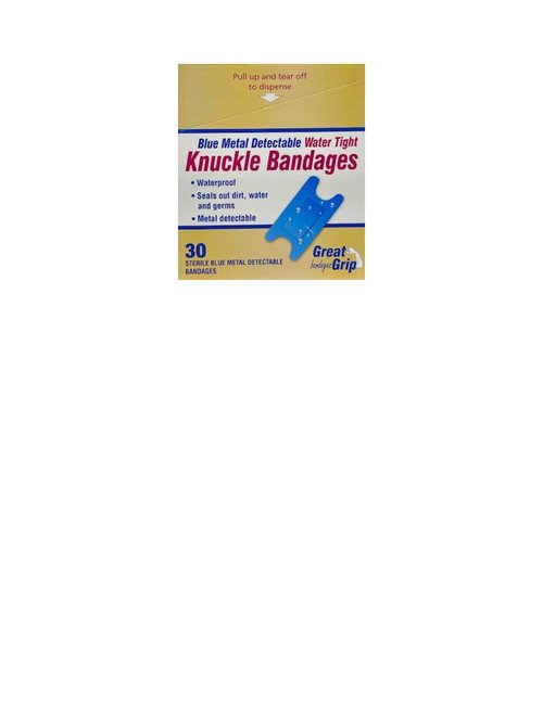 Medique Products 65238 Water Tight Bandage, Blue Metal Detectable Knuckle, 30-Count