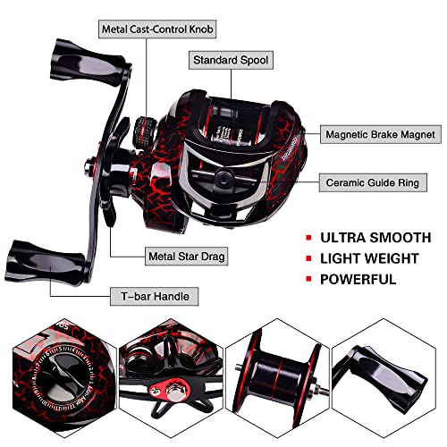 Baitcasting Combo 6.9FT Telescopic Fishing Rod and Reel Set - Left Hand