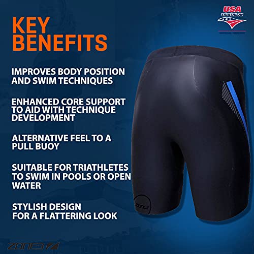 ZONE3 Neoprene Buoyancy Shorts 5/3mm Black Blue Large for Water Sports