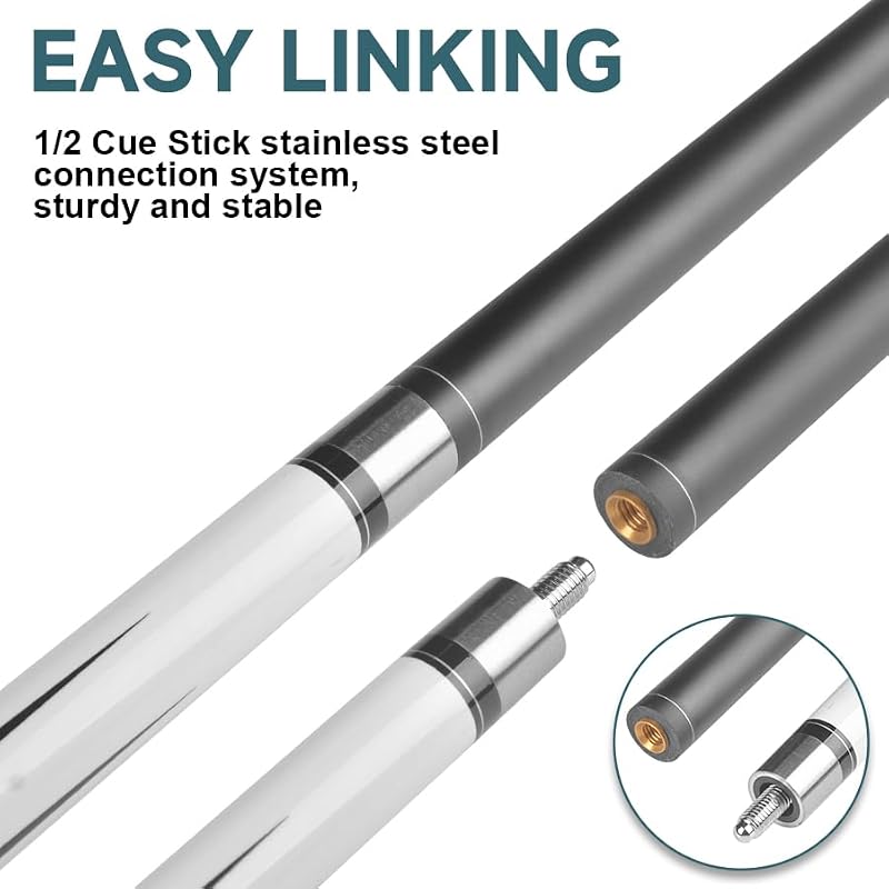 2-Pack 58 Inch Billiard Cue Sticks - Low Deflection Professional Pool Cues 19/20oz
