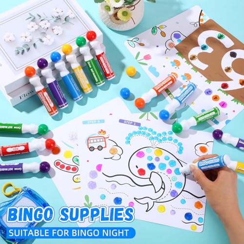 96 Pack Mixed Color Bingo Daubers Dot Markers - 6 Colors, 15ml Capacity