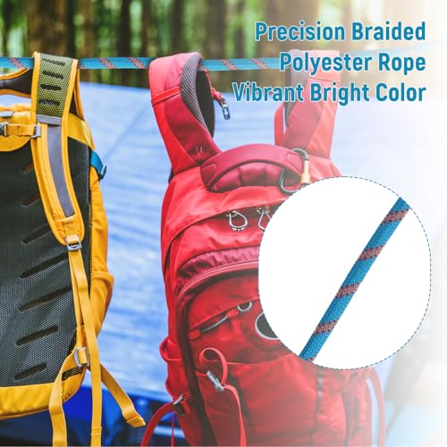 Caphremiel 1/2in x 200ft Blue Polyester Arborist Climbing Rope - ASTM F2116 Certified, 9000Lbs MBS, Heavy Duty Tree Rope for Climbing & Sailing
