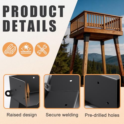 GURONG 4 Pcs Heavy Duty Deer Stand Brackets 4x4 for Tree Houses & Outdoor Platforms - Black-1set