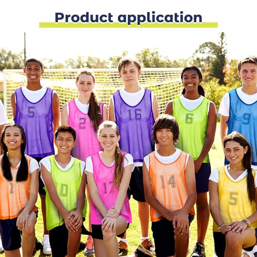 Youth Nylon Mesh Practice Pinnies for Sports - Green, Dark Blue, Orange, Pink, Yellow, S / Youth / 72