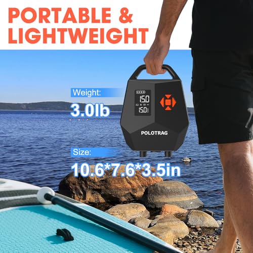 Electric Paddle Board Pump Rechargeable - Orange 20 PSI SUP Inflator & Deflator