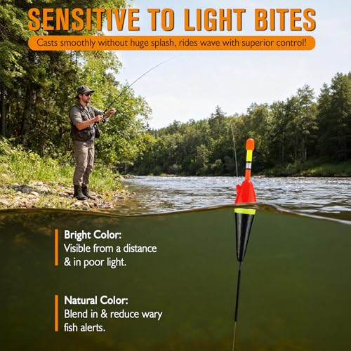 Light Up Slip Bobbers with Glow Sticks 6PCS - 1/6oz Fishing Floats