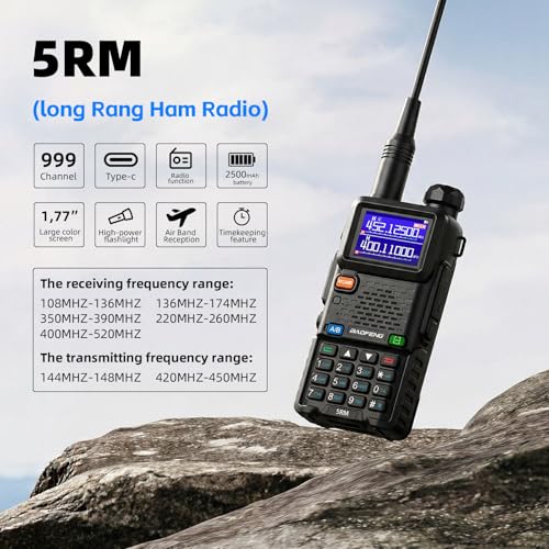 Baofeng UV-5RM Handheld Ham Radio with Long Range Walkie Talkies - Black