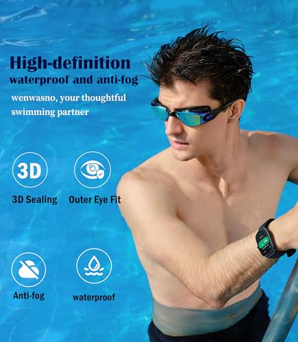 Unisex Swim Goggles 2 Pack Anti-Fog Wide View No Leakage for Men Women Youth - Blackgold & Blackpink