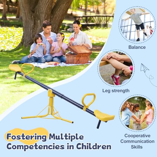 Outdoor Kids Seesaw with 360° Rotation, Heavy Duty 250lb Capacity, for Ages 3-8