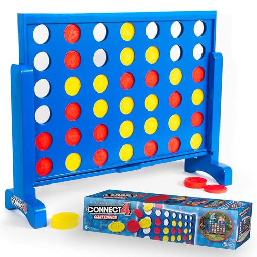 Giant Wood Connect 4 Yard Game - Jumbo Outdoor Strategy Game, 42 Pieces with Carry Bag