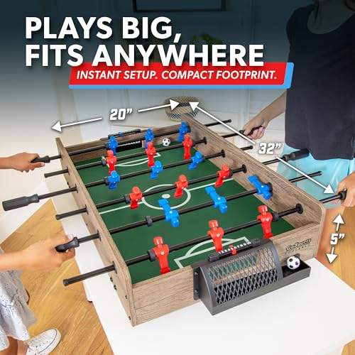 Oak Variation 32 Inch Tabletop Foosball Game Set - Portable & Modern Design