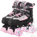 Kids Pink Adjustable Light-Up Roller Skates for Ages 6-12 - Large Youth