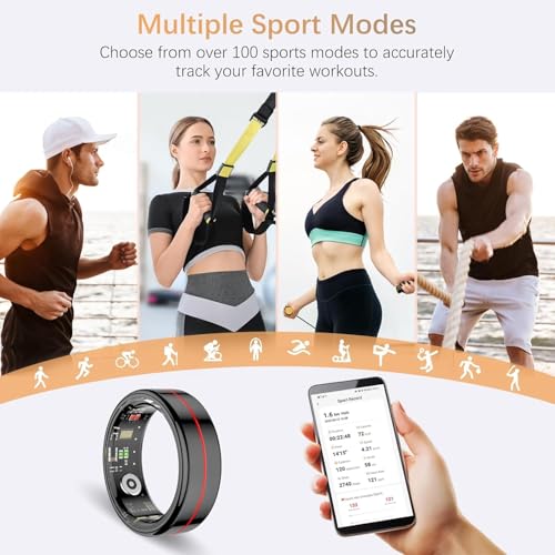 Smart Health Ring for Heart Rate Blood Oxygen HRV Stress Sleep & Step Tracking Black 11#