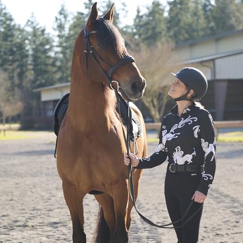 Kerrits Women's In The Zone Coolcore Horse Riding Top - Large Black Horse Whimsy