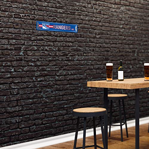 NHL Hockey Metal Street Sign - New York Rangers, 4x15 Inches, Waterproof, Made in USA