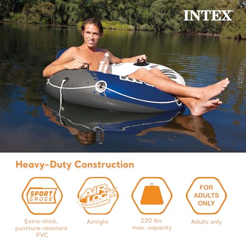 Intex River Run 1 Inflatable Floating Lounge 5 Pack with Backrest & Cup Holders