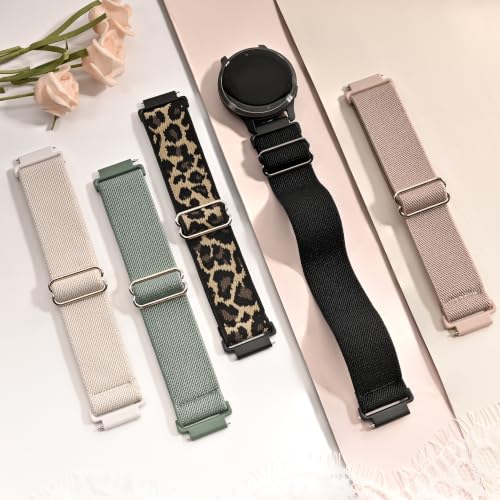 Nylon Watch Bands for Garmin Venu 3S Venu 4 2S Forerunner 265S 42mm 18mm Sport Strap - Black Starlight Rose Pink Cactus Brown Leopard