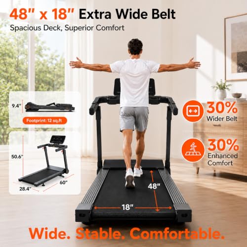 Vitalwalk Foldable Treadmill with 20% Auto Incline for Home Cardio Workout