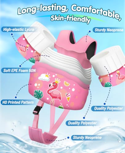 Toddler Swim Vest for 13-33 lbs Pink Adjustable Water Safety Float