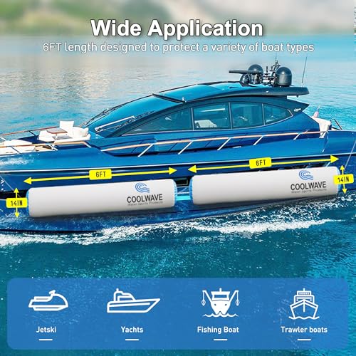 COOLWAVE 6'x14" Inflatable Boat Fender Dock Bumper for Docking & Protection