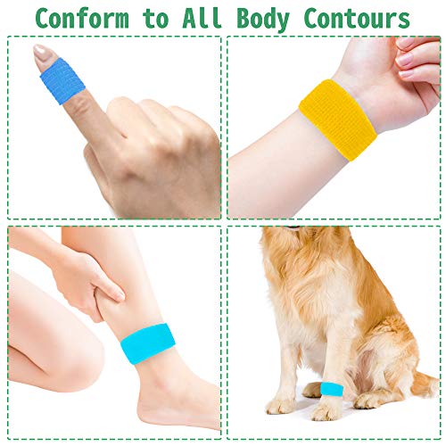 Self-Adherent Cohesive Bandages 24 Pack - Elastic Sports Wraps for Sports Injuries