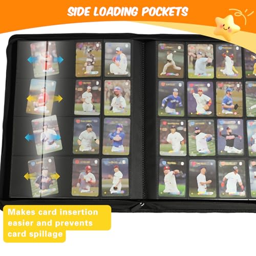 Black 4-Pocket Card Binder for 1024 Trading Cards - Side Loading Album with PU Cover