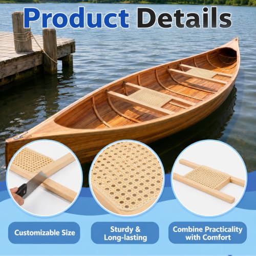 Conderyang 2 Pcs 34-Inch Caned Canoe Webbed Seats - Outdoor Caned Seating Set