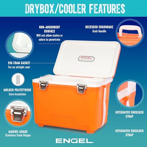 Engel UC30 Tan 30QT Leak-Proof Hard Shell Cooler & Drybox with Accessories