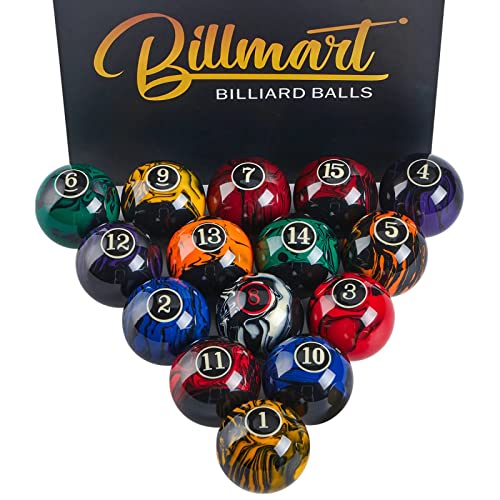 Marble Black Billiard Balls Set - Regulation Size 16 Pool Table Accessories