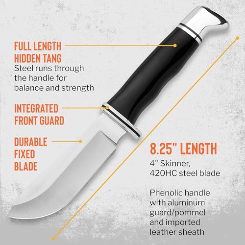 Buck Knives 103 Skinner Hunting Knife with Sheath, Black/Silver, 4.3 oz