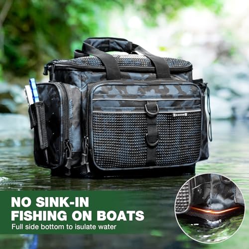 Waterproof Fishing Tackle Bag with 4x 3600 Boxes, Rod Holder & Organizer - Ghosthorn Variation of This Listing