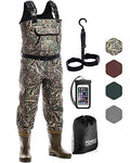 Foxelli Camo Waterproof 4mm Neoprene Chest Waders for Hunting & Fishing - Men & Women