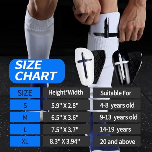 Kids Soccer Shin Guards with Socks - Black & White, Small Size