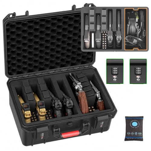 Kinghardcase Pistol Gun Case for Multiple Handguns & Magazines - Ink Black