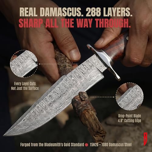 Raptor Damascus Bowie Steel Fixed Knife Handmade 13-Inch Outdoor Bushcraft