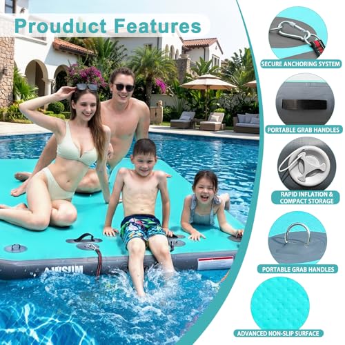 AWSUM Inflatable Floating Dock 8x6 ft Mint Green/Gray Water Platform