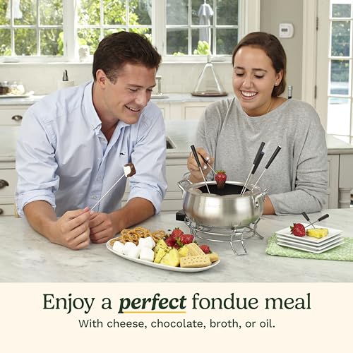 Electric Fondue Set with 3-Quart Nonstick Pot & 8 Forks - Adjustable Temperature